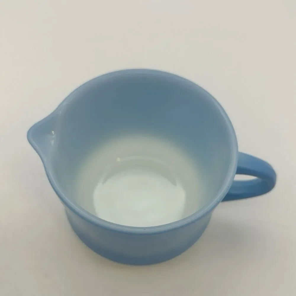 Vintage Fire-King Blue Mosaic Sugar Bowl & Creamer Set w/Lid Milk Glass